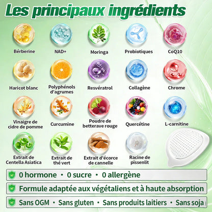 🍇🍇🇫🇷 Boutique Officielle |👨‍⚕️ GFOUK® Moringa · Berbérine × NAD+ Patch avancé de micro-aiguilles nano 10-en-1
