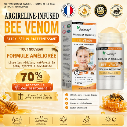 🧑‍⚕️Fabriqué et expédié depuis la France 🇫🇷 Rolimey® Stick Sérum Raffermissant au Venin d’Abeille et à l’Argireline (⏳DERNIER JOUR -70 %)✨