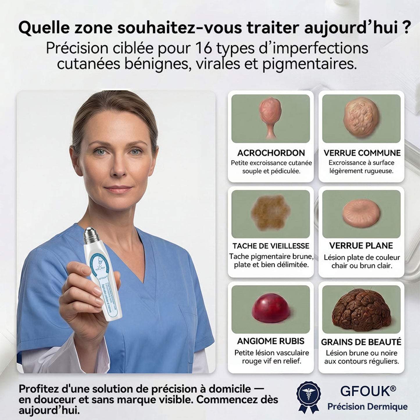Boutique officielle de la marque |🖊️GFOUK® 7 Jours Effaceur de taches et d’excroissances cutanées(Zéro douleur, zéro cicatrice – Roller)🪴