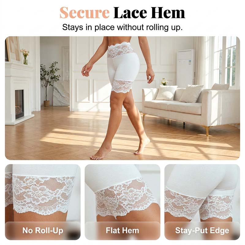 🥳 VENTE CHAUDE 2026 🥳💞 50K+ VENDUS ! 🩲💕 -30 % ! Ensemble short en dentelle & haut côtelé – doux et respirant. À porter ensemble ou séparément. Anti-frottements aux cuisses. 👗✅